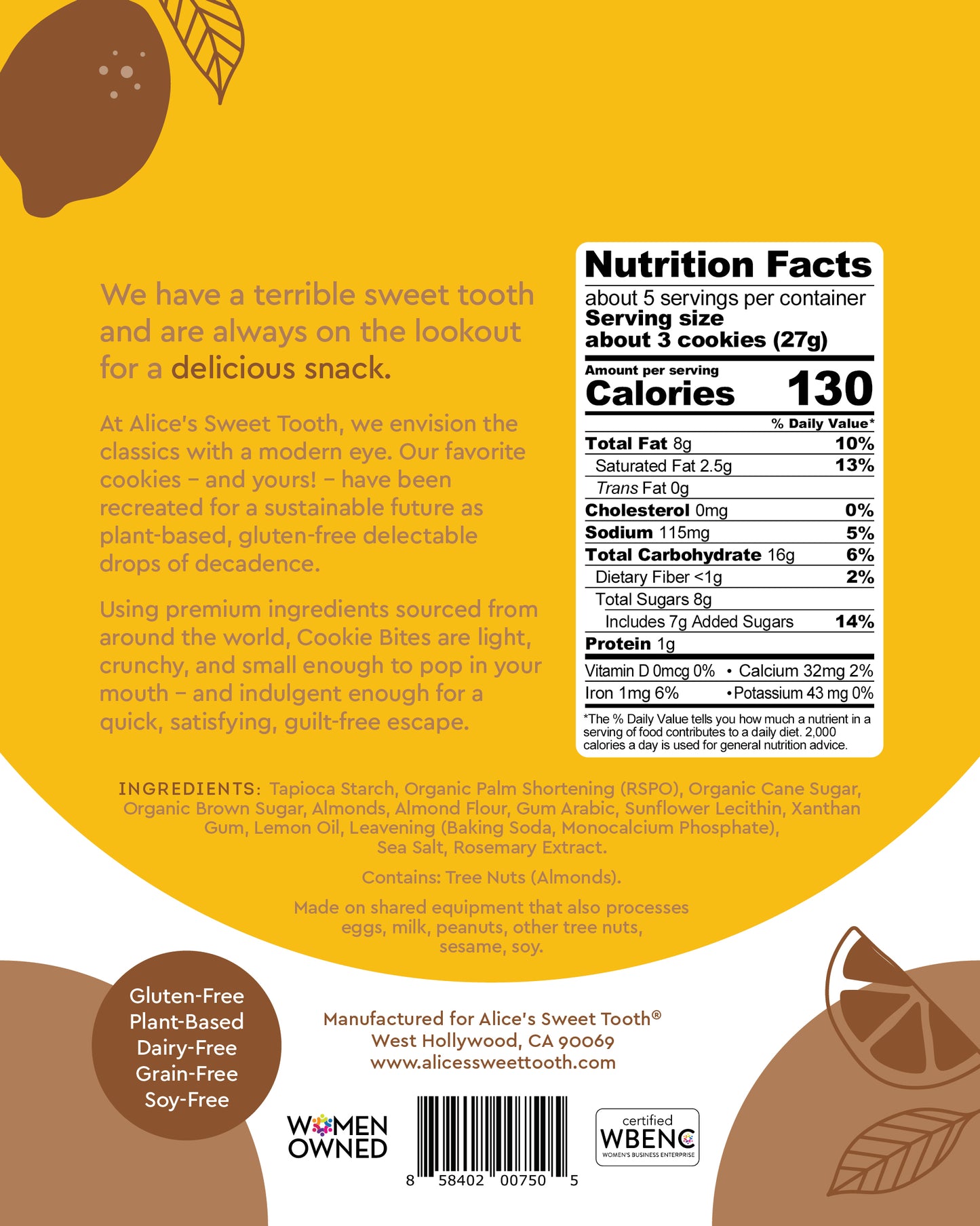 Alice’s Sweet Tooth Lemon Almond Cookie Bites 5.0 oz